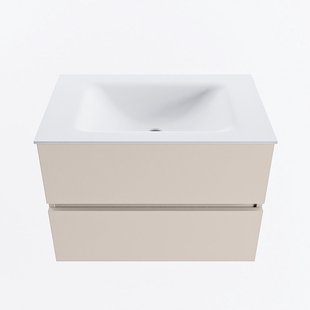 MONDIAZ VICA 70cm badmeubel onderkast Linen 2 lades. Wastafel CLOUD midden 1 kraangat, kleur Talc.