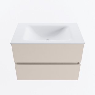 MONDIAZ VICA 70cm badmeubel onderkast Linen 2 lades. Wastafel CLOUD midden zonder kraangat, kleur Talc.