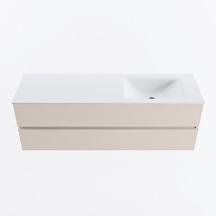 MONDIAZ VICA 150cm badmeubel onderkast Linen 2 lades. Wastafel CLOUD rechts 1 kraangat, kleur Talc.