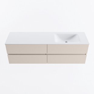 MONDIAZ VICA 160cm badmeubel onderkast Linen 4 lades. Wastafel CLOUD rechts 1 kraangat, kleur Talc.
