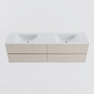 MONDIAZ VICA 170cm badmeubel onderkast Linen 4 lades. Wastafel CLOUD dubbel 2 kraangaten, kleur Talc.