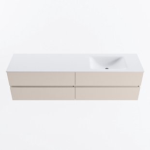 MONDIAZ VICA 180cm badmeubel onderkast Linen 4 lades. Wastafel CLOUD rechts 1 kraangat, kleur Talc.