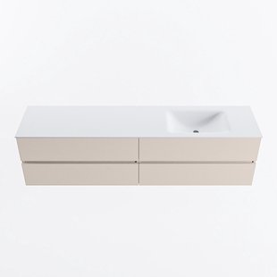 MONDIAZ VICA 190cm badmeubel onderkast Linen 4 lades. Wastafel CLOUD rechts 1 kraangat, kleur Talc.