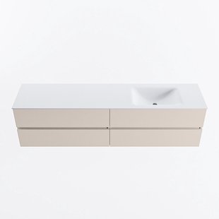 MONDIAZ VICA 190cm badmeubel onderkast Linen 4 lades. Wastafel CLOUD rechts zonder kraangat, kleur Talc.