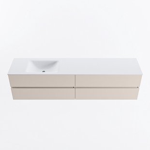 MONDIAZ VICA 200cm badmeubel onderkast Linen 4 lades. Wastafel CLOUD links 1 kraangat, kleur Talc.