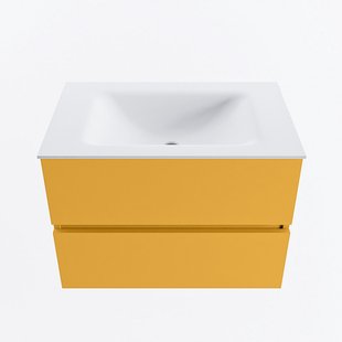 MONDIAZ VICA 70cm badmeubel onderkast Ocher 2 lades. Wastafel CLOUD midden 1 kraangat, kleur Talc.
