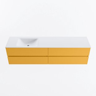 MONDIAZ VICA 190cm badmeubel onderkast Ocher 4 lades. Wastafel CLOUD links 1 kraangat, kleur Talc.