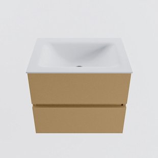 MONDIAZ VICA 60cm badmeubel onderkast Oro 2 lades. Wastafel CLOUD midden 1 kraangat, kleur Talc.