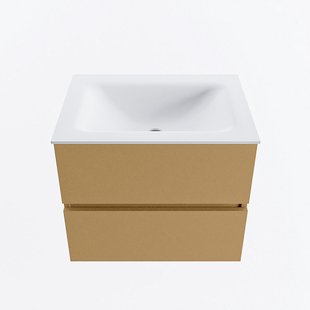 MONDIAZ VICA 60cm badmeubel onderkast Oro 2 lades. Wastafel CLOUD midden zonder kraangat, kleur Talc.