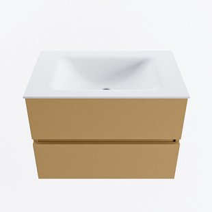 MONDIAZ VICA 70cm badmeubel onderkast Oro 2 lades. Wastafel CLOUD midden zonder kraangat, kleur Talc.