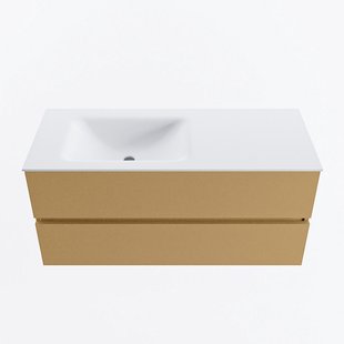 MONDIAZ VICA 110cm badmeubel onderkast Oro 2 lades. Wastafel CLOUD links 1 kraangat, kleur Talc.