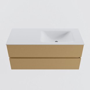 MONDIAZ VICA 110cm badmeubel onderkast Oro 2 lades. Wastafel CLOUD rechts 1 kraangat, kleur Talc.