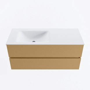 MONDIAZ VICA 110cm badmeubel onderkast Oro 2 lades. Wastafel CLOUD links zonder kraangat, kleur Talc.