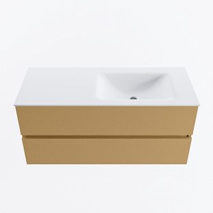 MONDIAZ VICA 110cm badmeubel onderkast Oro 2 lades. Wastafel CLOUD rechts zonder kraangat, kleur Talc.