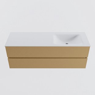 MONDIAZ VICA 140cm badmeubel onderkast Oro 2 lades. Wastafel CLOUD rechts zonder kraangat, kleur Talc.