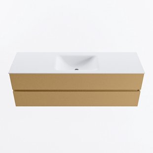 MONDIAZ VICA 150cm badmeubel onderkast Oro 2 lades. Wastafel CLOUD midden 1 kraangat, kleur Talc.