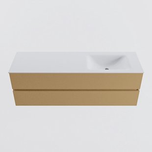 MONDIAZ VICA 150cm badmeubel onderkast Oro 2 lades. Wastafel CLOUD rechts 1 kraangat, kleur Talc.