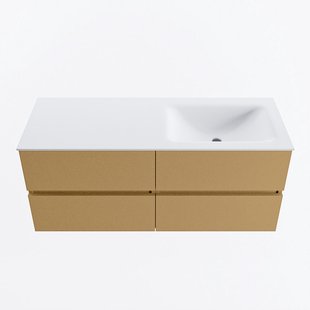 MONDIAZ VICA 120cm badmeubel onderkast Oro 4 lades. Wastafel CLOUD rechts 1 kraangat, kleur Talc.