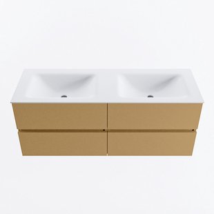 MONDIAZ VICA 130cm badmeubel onderkast Oro 4 lades. Wastafel CLOUD dubbel 2 kraangaten, kleur Talc.