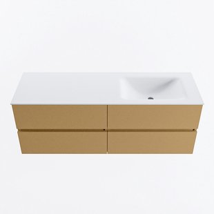 MONDIAZ VICA 140cm badmeubel onderkast Oro 4 lades. Wastafel CLOUD rechts 1 kraangat, kleur Talc.