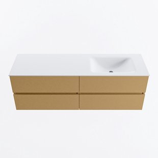 MONDIAZ VICA 150cm badmeubel onderkast Oro 4 lades. Wastafel CLOUD rechts zonder kraangat, kleur Talc.