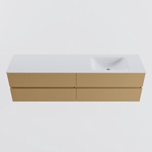 MONDIAZ VICA 180cm badmeubel onderkast Oro 4 lades. Wastafel CLOUD rechts 1 kraangat, kleur Talc.