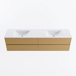 MONDIAZ VICA 190cm badmeubel onderkast Oro 4 lades. Wastafel CLOUD dubbel zonder kraangat, kleur Talc.