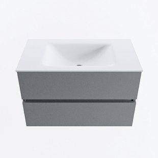 MONDIAZ VICA 80cm badmeubel onderkast Plata 2 lades. Wastafel CLOUD midden zonder kraangat, kleur Talc.