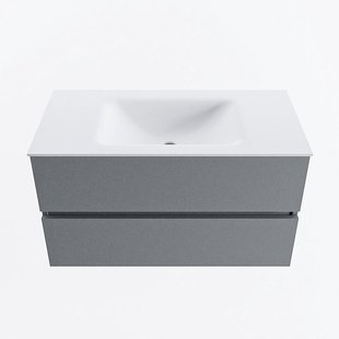 MONDIAZ VICA 90cm badmeubel onderkast Plata 2 lades. Wastafel CLOUD midden zonder kraangat, kleur Talc.