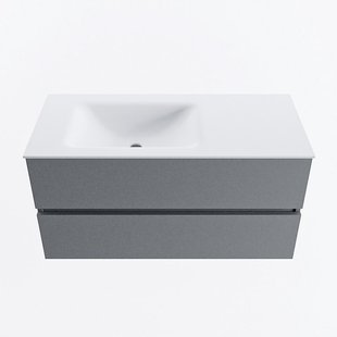 MONDIAZ VICA 100cm badmeubel onderkast Plata 2 lades. Wastafel CLOUD links 1 kraangat, kleur Talc.