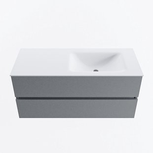 MONDIAZ VICA 110cm badmeubel onderkast Plata 2 lades. Wastafel CLOUD rechts 1 kraangat, kleur Talc.