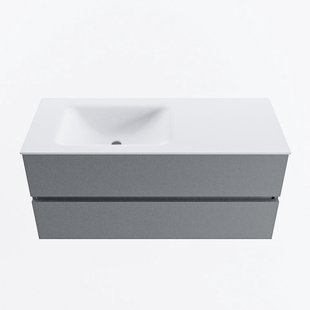 MONDIAZ VICA 110cm badmeubel onderkast Plata 2 lades. Wastafel CLOUD links zonder kraangat, kleur Talc.