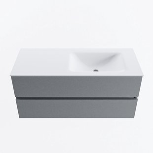 MONDIAZ VICA 110cm badmeubel onderkast Plata 2 lades. Wastafel CLOUD rechts zonder kraangat, kleur Talc.