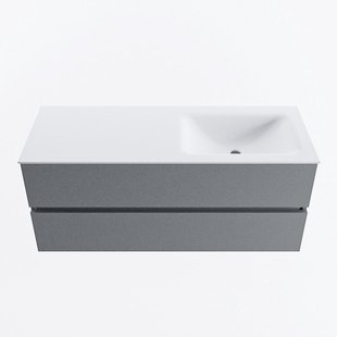 MONDIAZ VICA 120cm badmeubel onderkast Plata 2 lades. Wastafel CLOUD rechts 1 kraangat, kleur Talc.