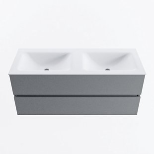 MONDIAZ VICA 120cm badmeubel onderkast Plata 2 lades. Wastafel CLOUD dubbel 2 kraangaten, kleur Talc.