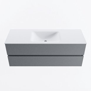 MONDIAZ VICA 130cm badmeubel onderkast Plata 2 lades. Wastafel CLOUD midden 1 kraangat, kleur Talc.