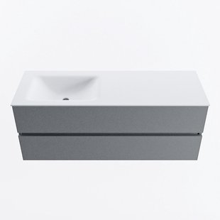 MONDIAZ VICA 130cm badmeubel onderkast Plata 2 lades. Wastafel CLOUD links 1 kraangat, kleur Talc.