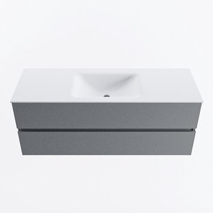 MONDIAZ VICA 130cm badmeubel onderkast Plata 2 lades. Wastafel CLOUD midden zonder kraangat, kleur Talc.