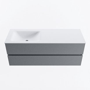 MONDIAZ VICA 130cm badmeubel onderkast Plata 2 lades. Wastafel CLOUD links zonder kraangat, kleur Talc.