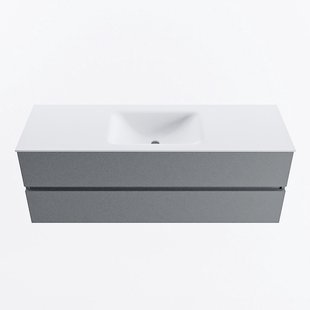 MONDIAZ VICA 140cm badmeubel onderkast Plata 2 lades. Wastafel CLOUD midden 1 kraangat, kleur Talc.