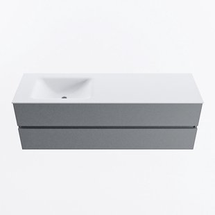 MONDIAZ VICA 150cm badmeubel onderkast Plata 2 lades. Wastafel CLOUD links 1 kraangat, kleur Talc.