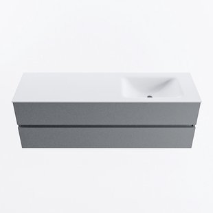 MONDIAZ VICA 150cm badmeubel onderkast Plata 2 lades. Wastafel CLOUD rechts 1 kraangat, kleur Talc.