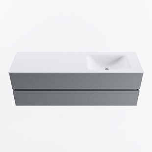 MONDIAZ VICA 150cm badmeubel onderkast Plata 2 lades. Wastafel CLOUD rechts zonder kraangat, kleur Talc.