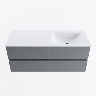 MONDIAZ VICA 120cm badmeubel onderkast Plata 4 lades. Wastafel CLOUD rechts 1 kraangat, kleur Talc.
