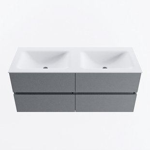 MONDIAZ VICA 120cm badmeubel onderkast Plata 4 lades. Wastafel CLOUD dubbel zonder kraangat, kleur Talc.