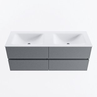 MONDIAZ VICA 130cm badmeubel onderkast Plata 4 lades. Wastafel CLOUD dubbel 2 kraangaten, kleur Talc.