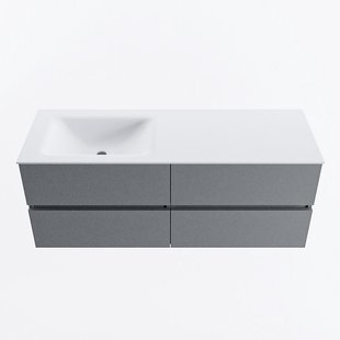 MONDIAZ VICA 130cm badmeubel onderkast Plata 4 lades. Wastafel CLOUD links zonder kraangat, kleur Talc.