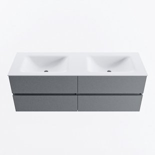 MONDIAZ VICA 140cm badmeubel onderkast Plata 4 lades. Wastafel CLOUD dubbel 2 kraangaten, kleur Talc.