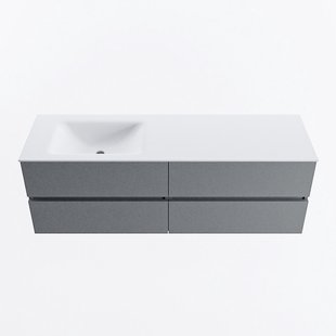 MONDIAZ VICA 150cm badmeubel onderkast Plata 4 lades. Wastafel CLOUD links 1 kraangat, kleur Talc.