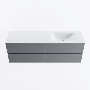 MONDIAZ VICA 150cm badmeubel onderkast Plata 4 lades. Wastafel CLOUD rechts zonder kraangat, kleur Talc.